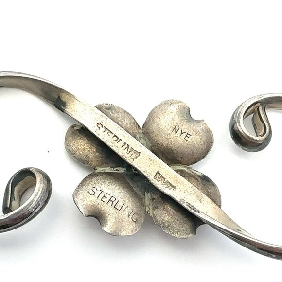 VTG Estate NYE Sterling‎ Silver Dogwood Flower Scroll Brooch Pin! 180 - Picture 5 of 6
